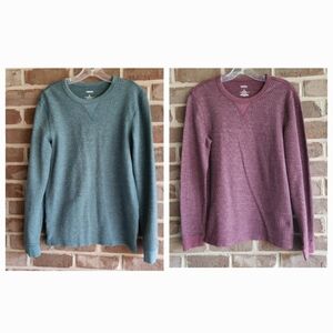 Sonoma Men's Double Crewneck Tees - set of 2. Size S. Green,  Burgundy # 213778